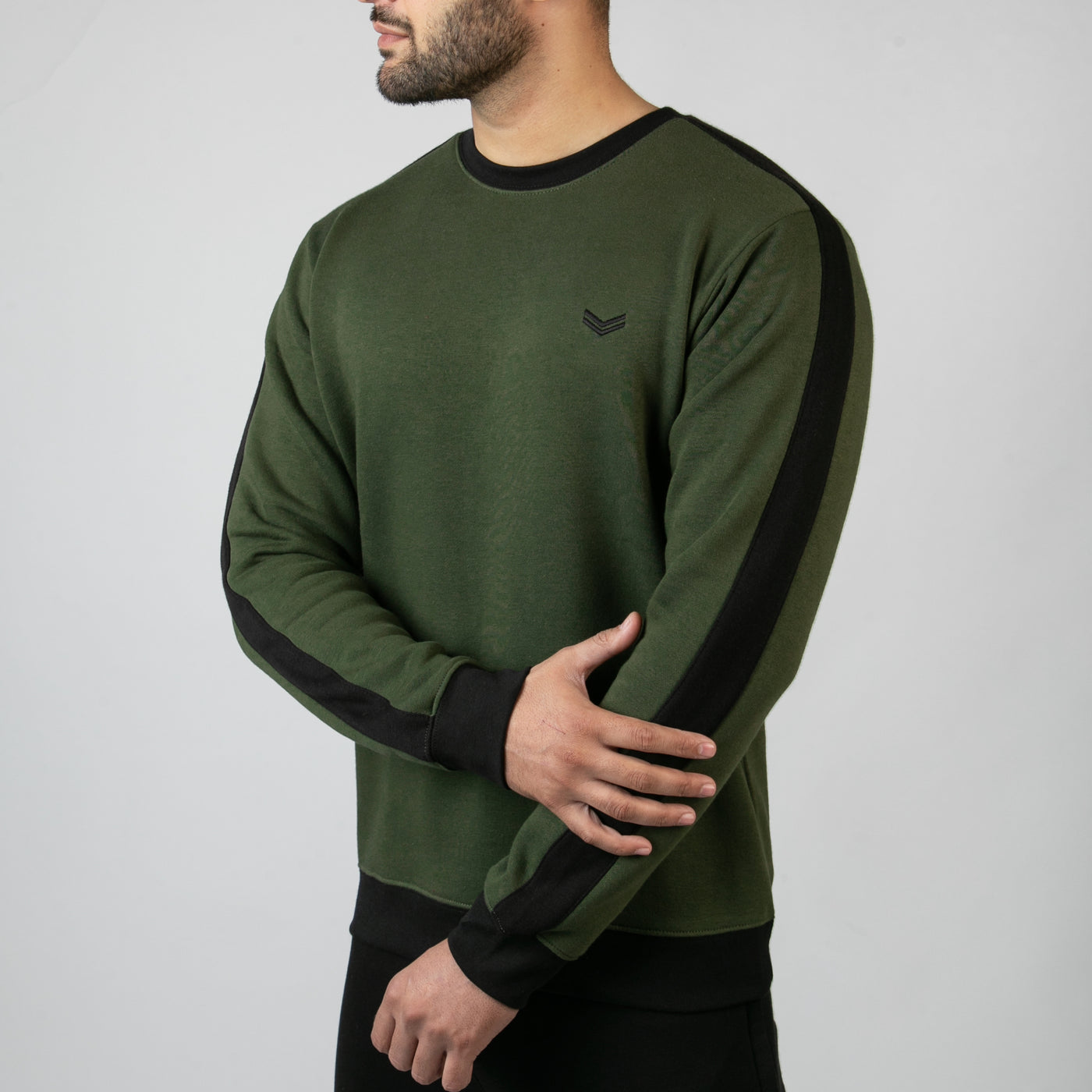 Olive Sweatshirt With Black Panels