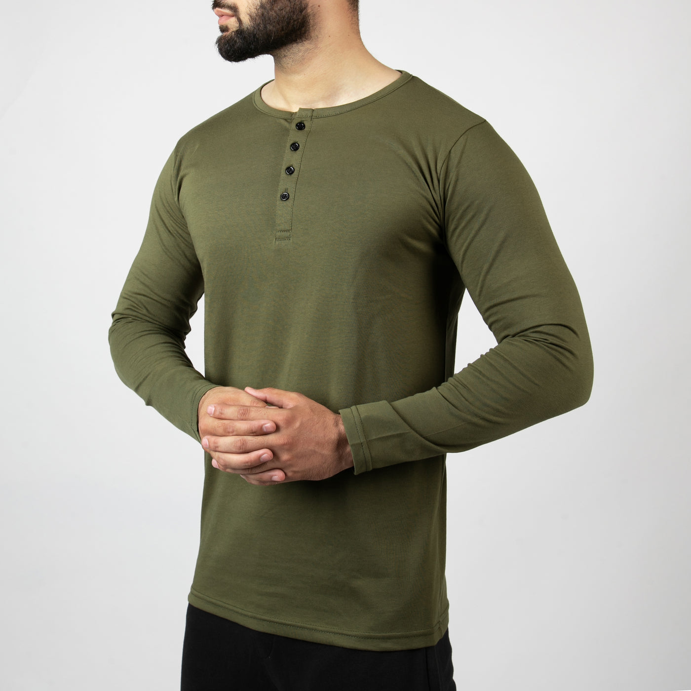 Plain Olive Henley