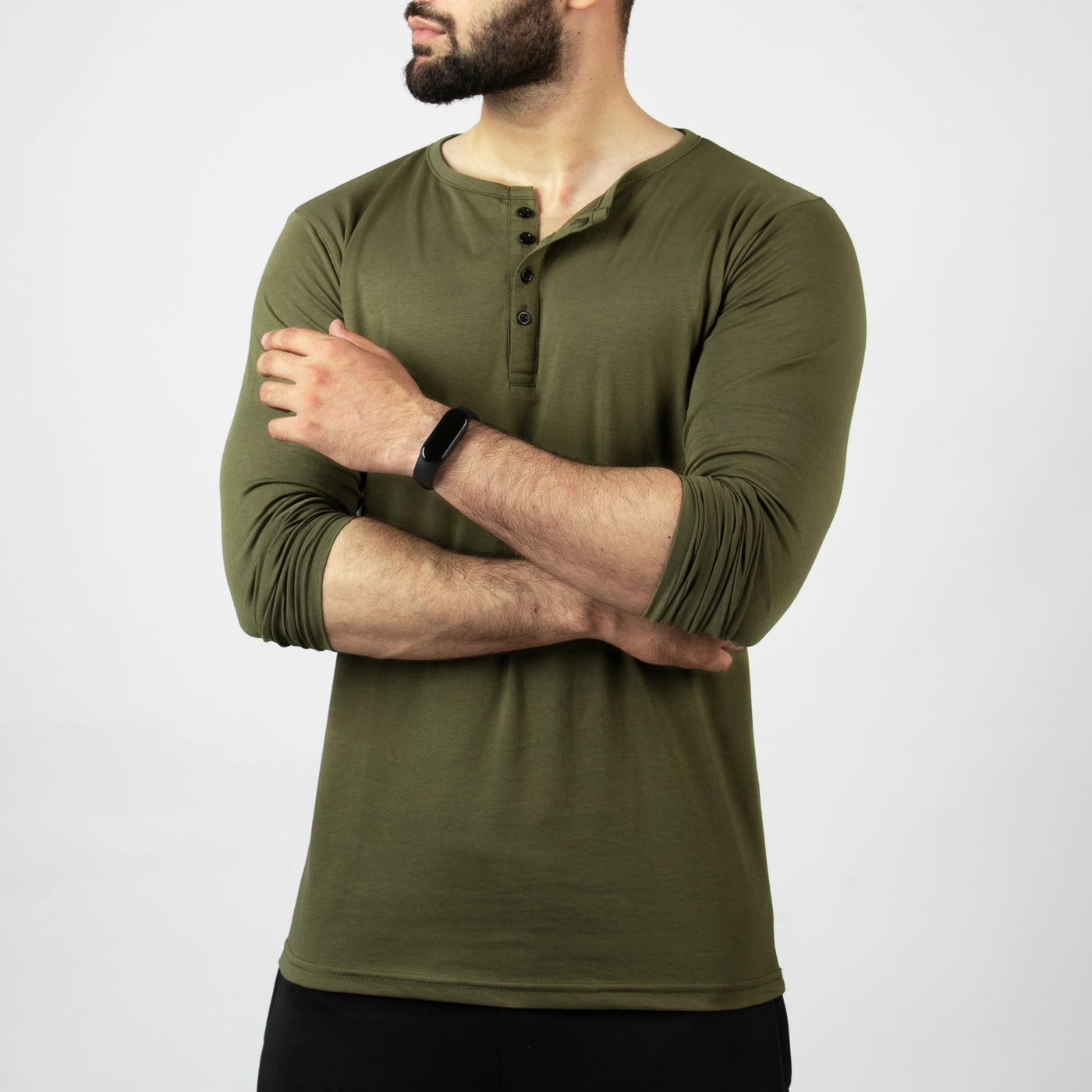 Plain Olive Henley