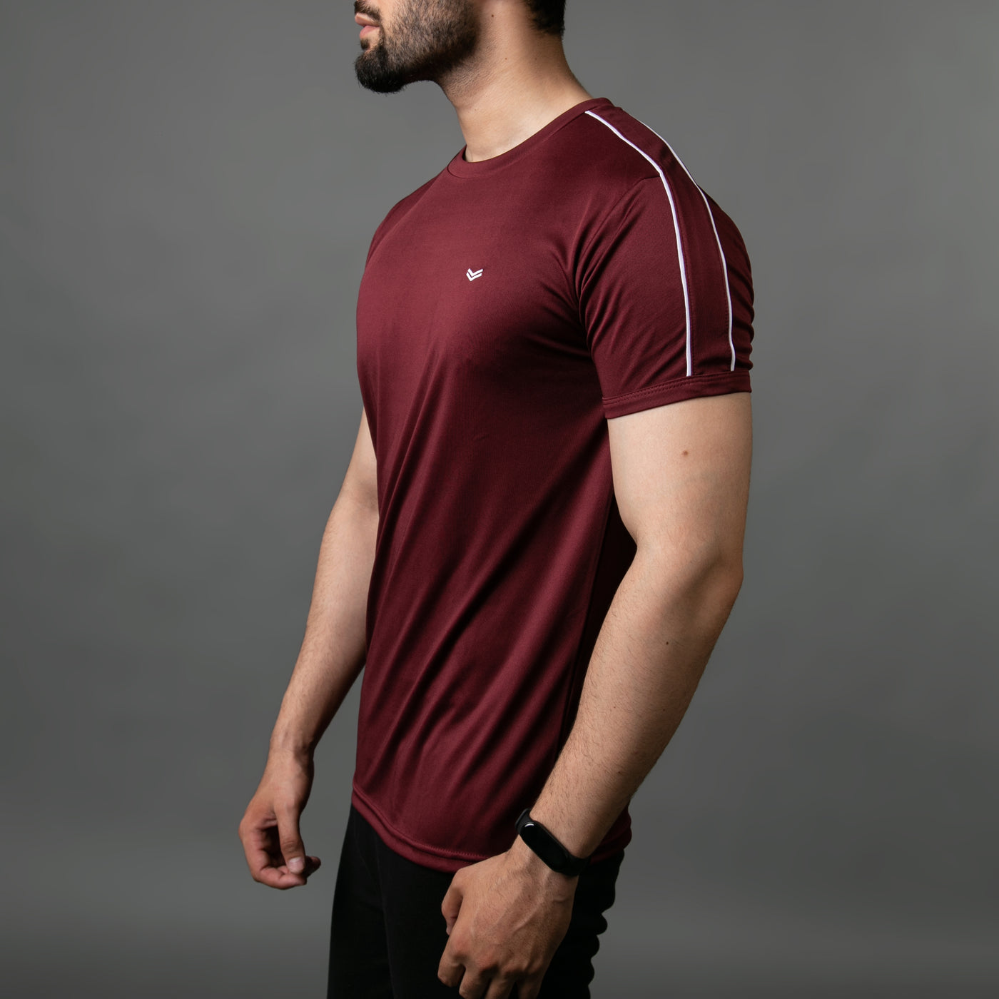 Premium Maroon Quick Dry Tee with Dual Piping