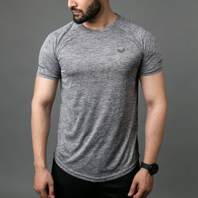 Premium Gray Melange Quick Dry Tee With Reflective Detailing