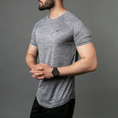 Premium Gray Melange Quick Dry Tee With Reflective Detailing