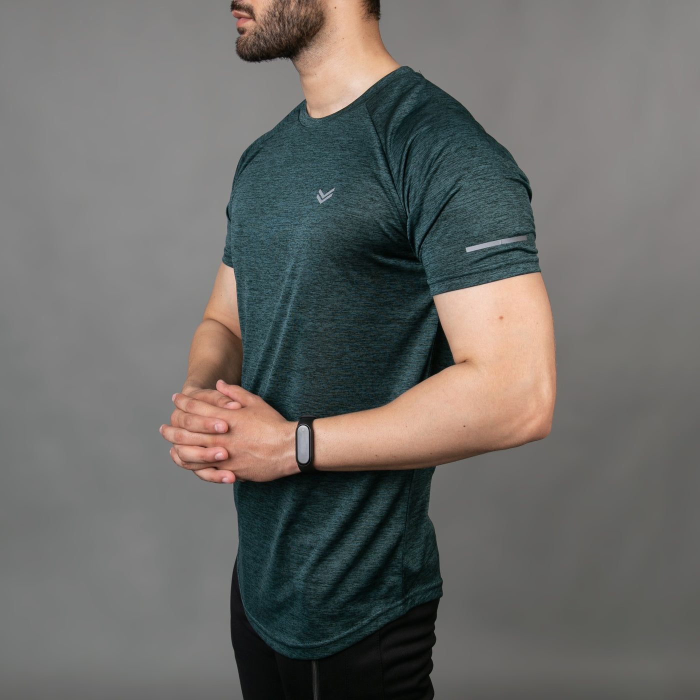 Textured Green Quick Dry T-Shirt With Reflective Detailing