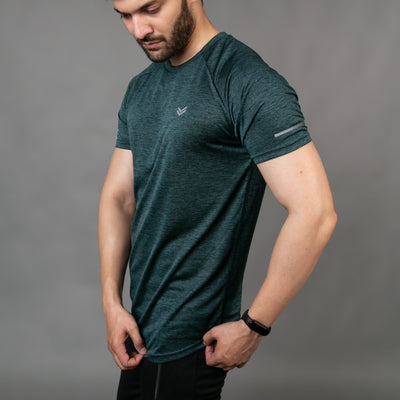 Textured Green Quick Dry T-Shirt With Reflective Detailing