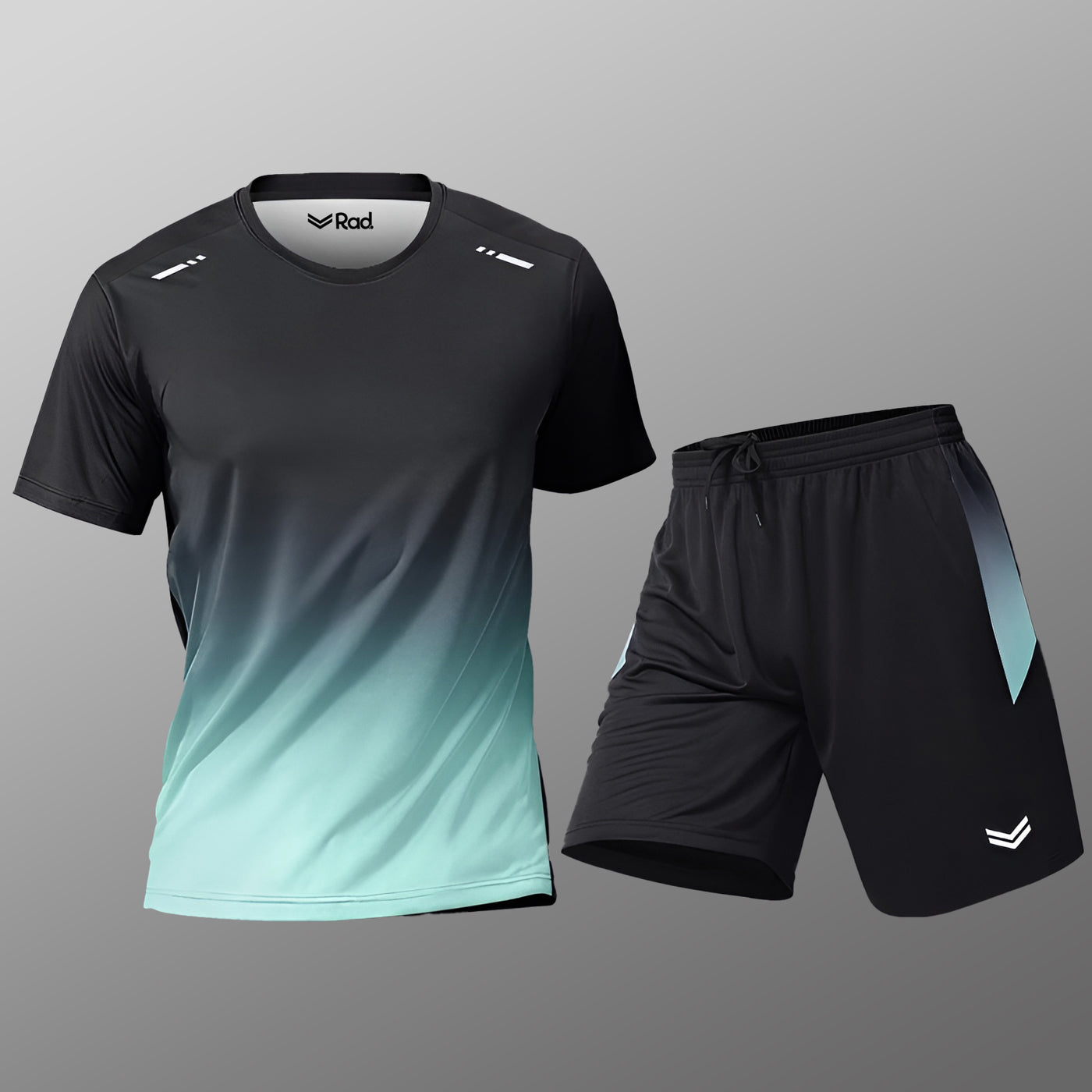 Aqua & Black Gradient Twinset with Shorts