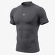 Gray Mock Neck Half Sleeve Compression T-Shirt