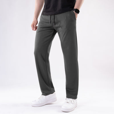 Dark Gray Straight Fit Pleated Trousers