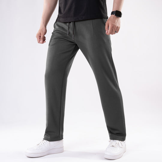 Dark Gray Straight Fit Pleated Trousers