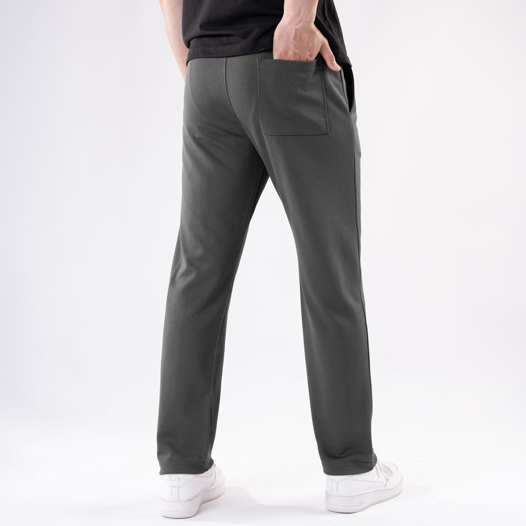Dark Gray Straight Fit Pleated Trousers