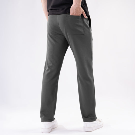 Dark Gray Straight Fit Pleated Trousers