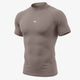 Khaki Mock Neck Half Sleeve Compression T-Shirt
