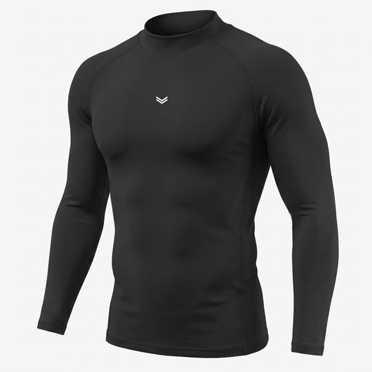 Black Mock Neck Full Sleeve Compression T-Shirt — view 4