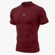 Maroon Mock Neck Half Sleeve Compression T-Shirt
