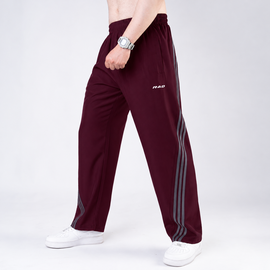 Maroon Micro with Slant Stripes Baggy Fit Trousers