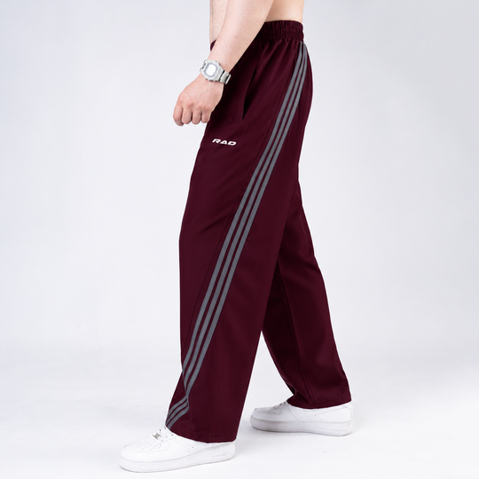 Maroon Micro with Slant Stripes Baggy Fit Trousers — view 2