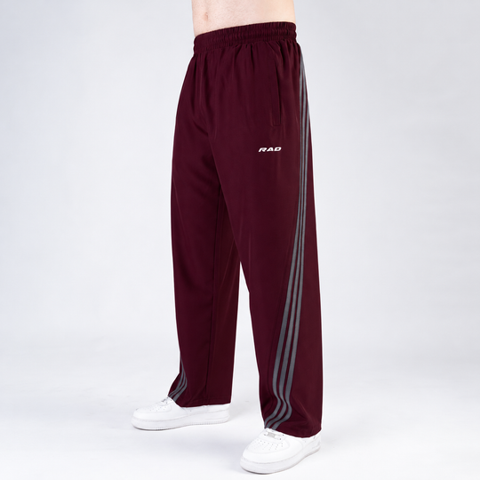Maroon Micro with Slant Stripes Baggy Fit Trousers — view 3