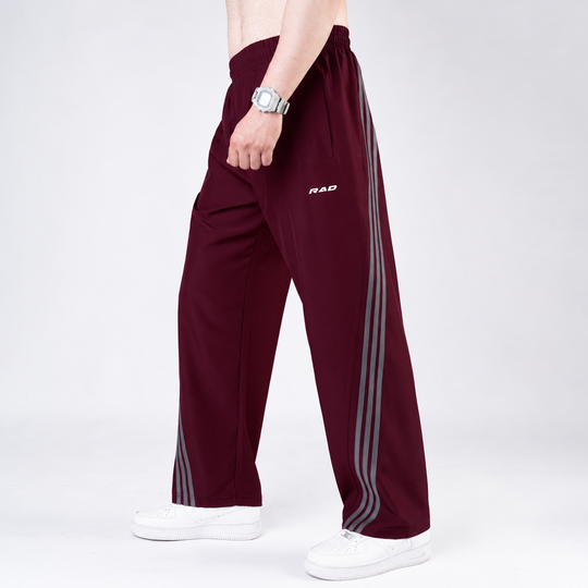 Maroon Micro with Slant Stripes Baggy Fit Trousers — view 4