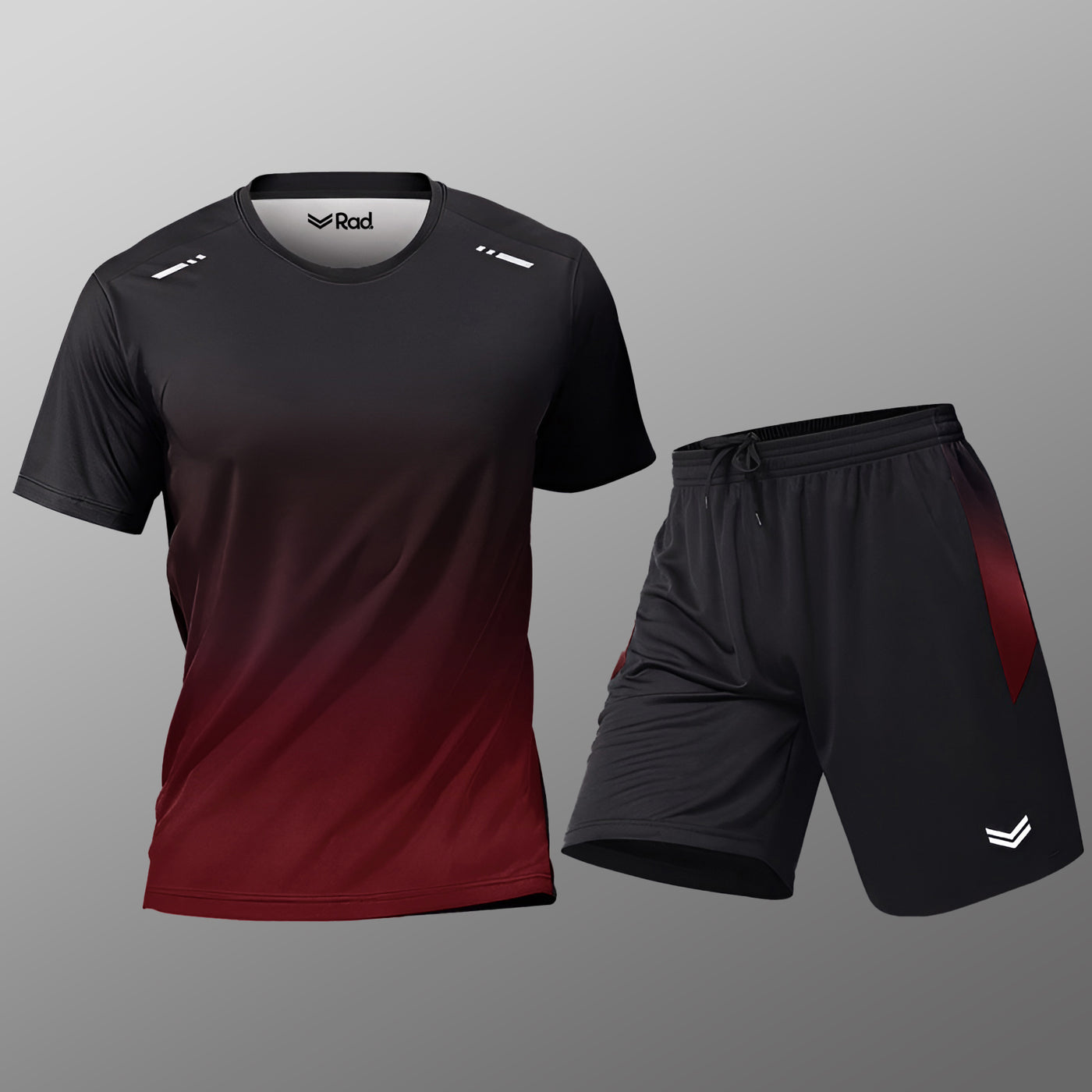 Maroon & Black Gradient Twinset with Shorts