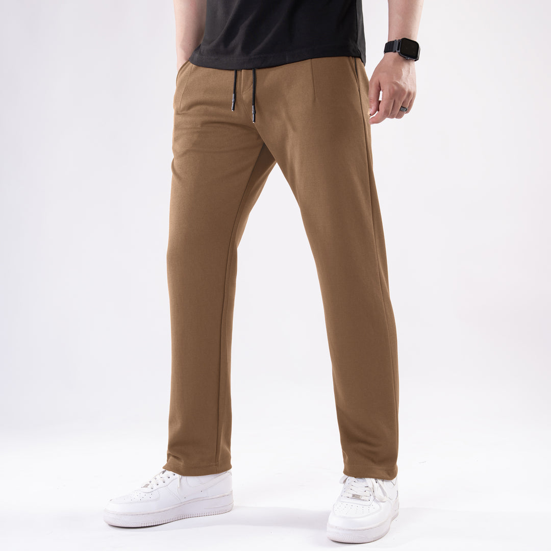 Mustard Straight Fit Pleated Trousers