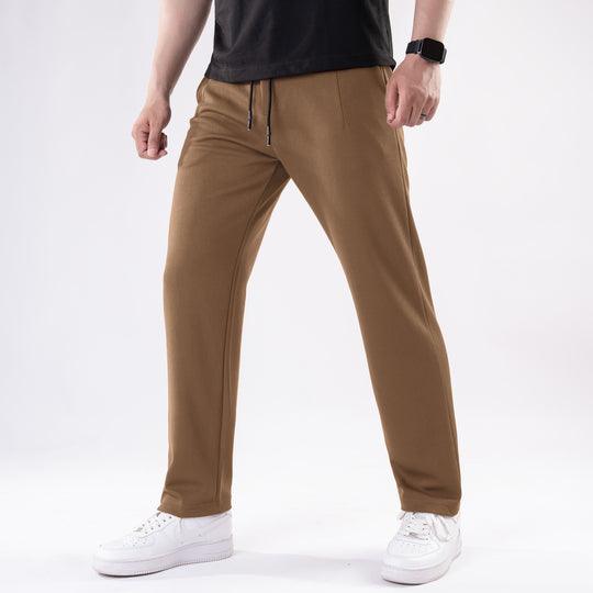 Mustard Straight Fit Pleated Trousers