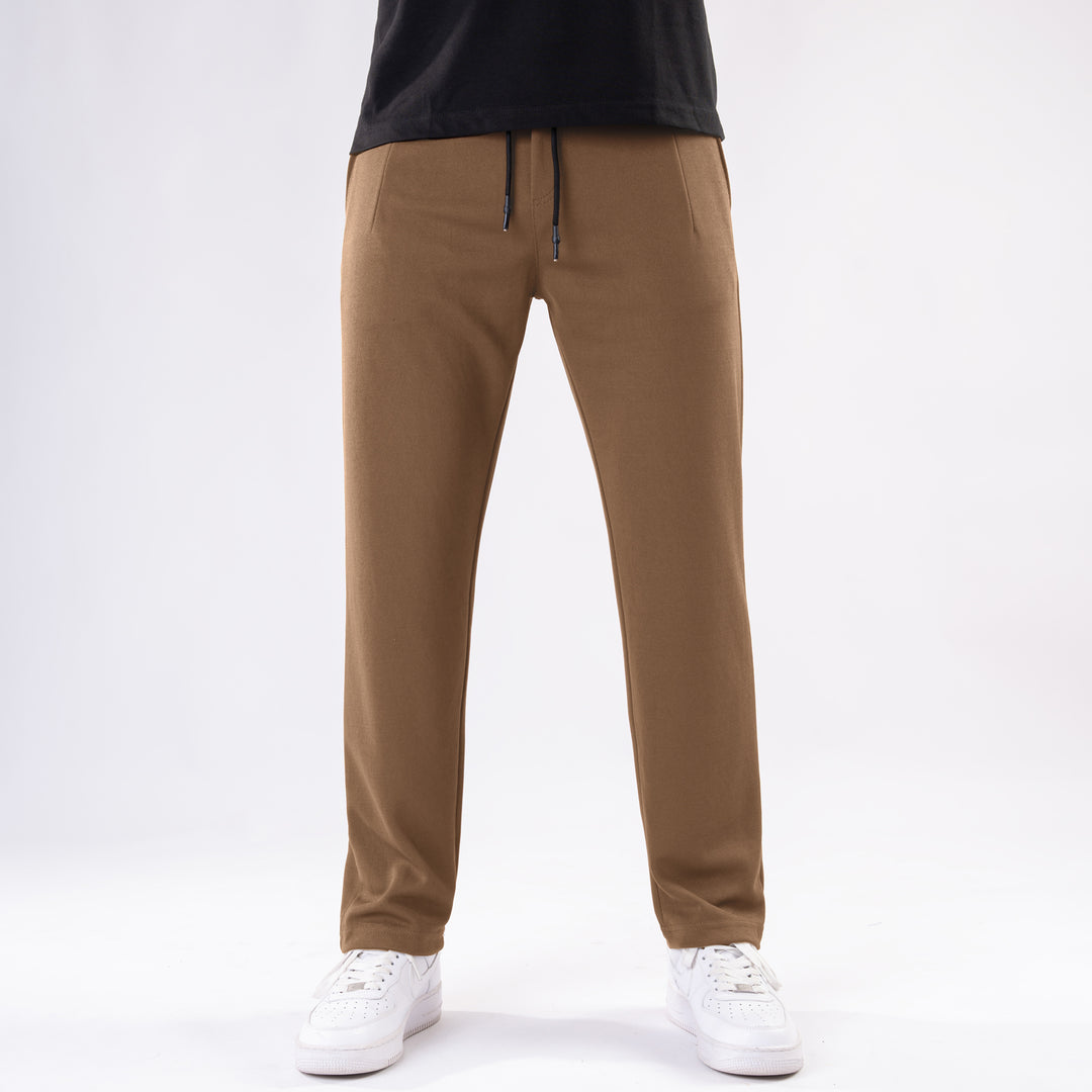 Mustard Straight Fit Pleated Trousers