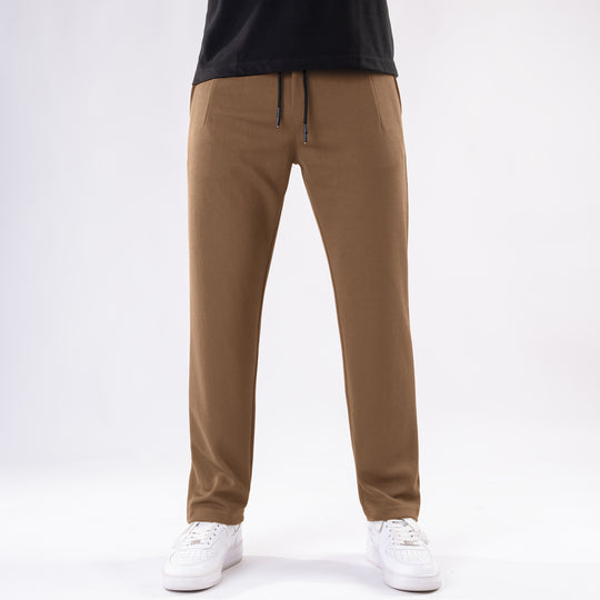 Mustard Straight Fit Pleated Trousers