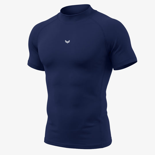 Navy Mock Neck Half Sleeve Compression Tee
