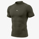 Olive Mock Neck Half Sleeve Compression T-Shirt