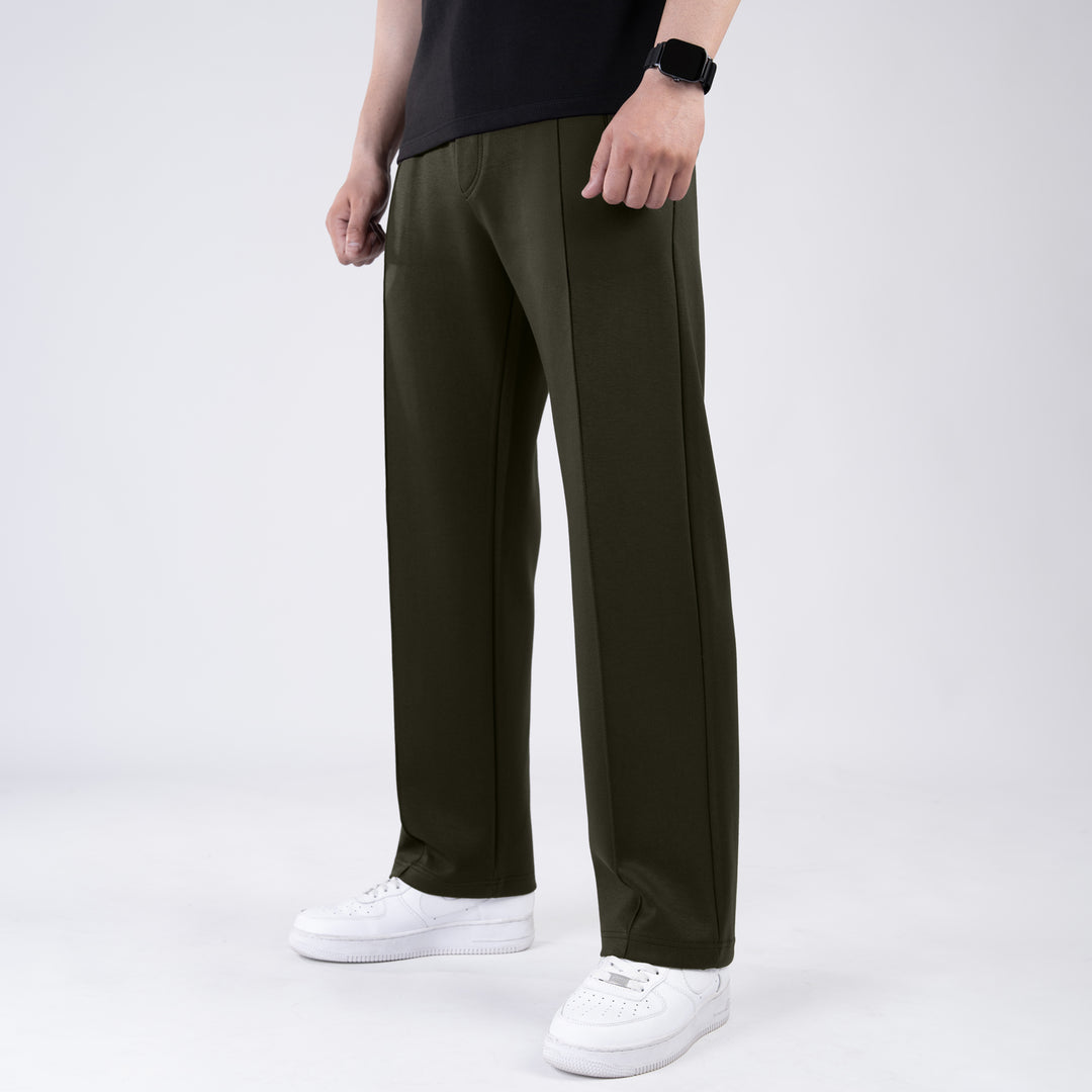 Scuba Olive 4-Way Stretch Front Stitch Trousers