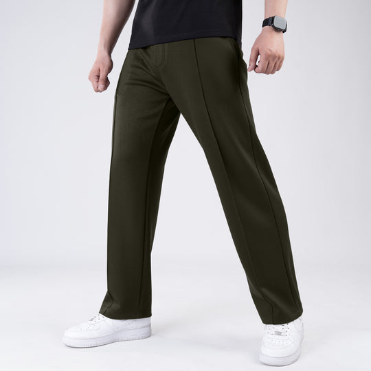 Scuba Olive 4-Way Stretch Front Stitch Trousers