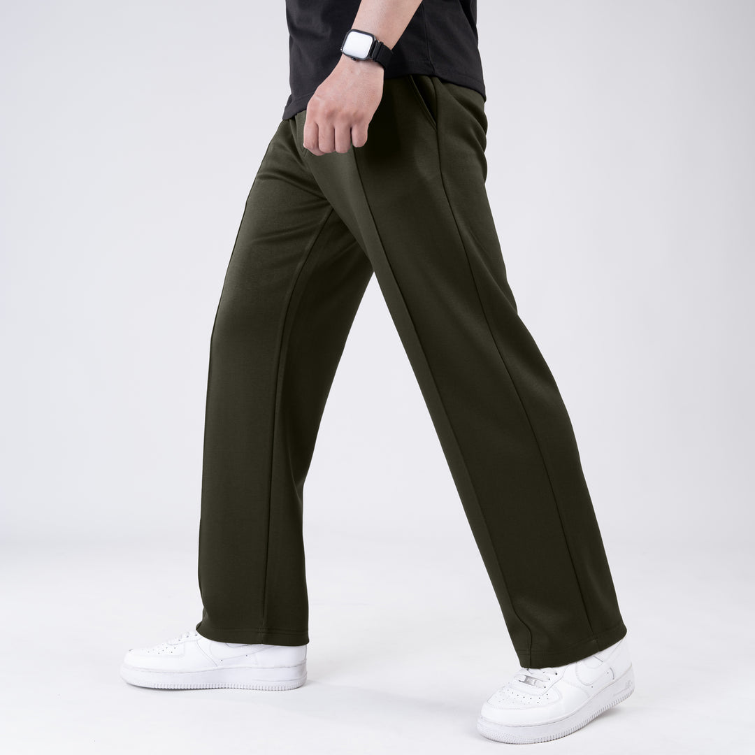 Scuba Olive 4-Way Stretch Front Stitch Trousers