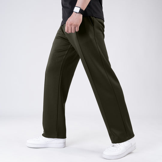 Scuba Olive 4-Way Stretch Front Stitch Trousers