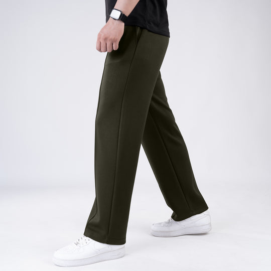 Scuba Olive 4-Way Stretch Front Stitch Trousers