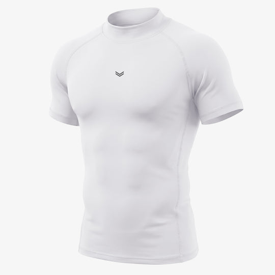 White Mock Neck Half Sleeve Compression Tee