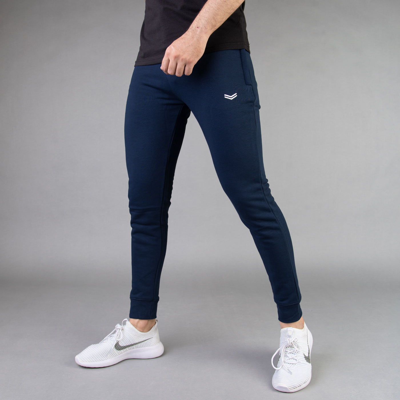 Solid Navy Bottoms with Ribbed Cuffs