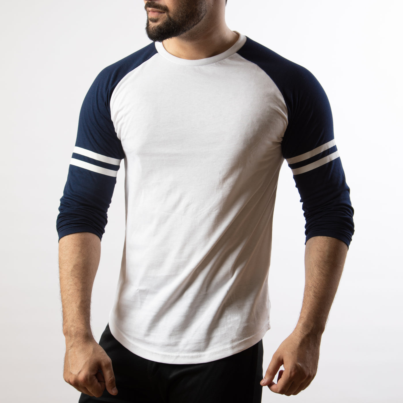 striped sleeve raglan tee