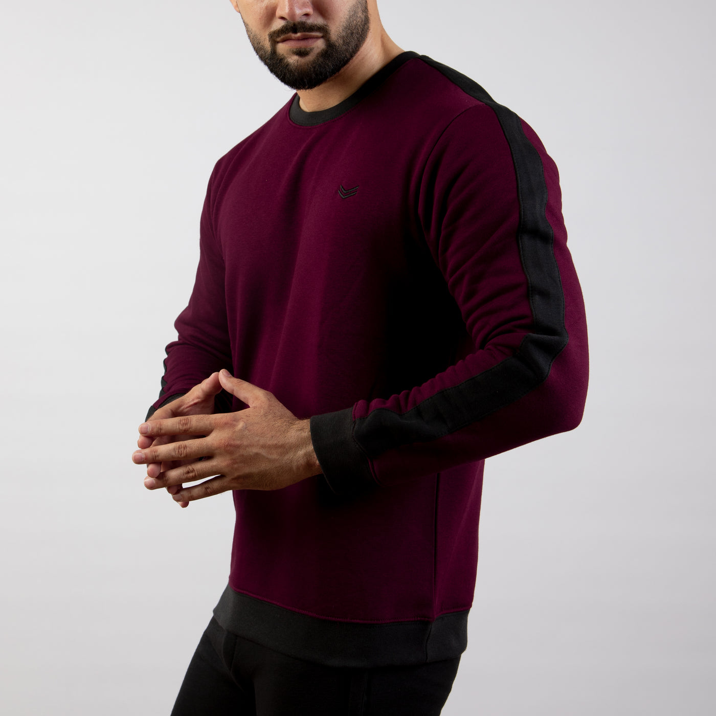 Wine Fleece Sweatshirt With Black Panels