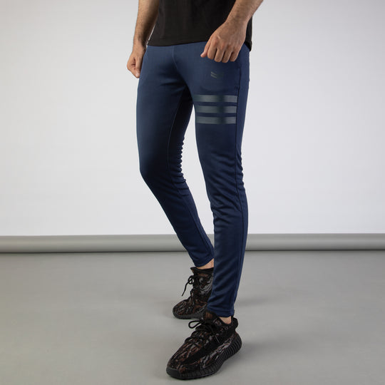 Navy Quick Dry Bottoms with Three Printed Gray Stripes