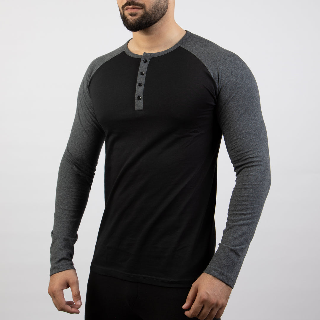 Gray Melange & Black Henley