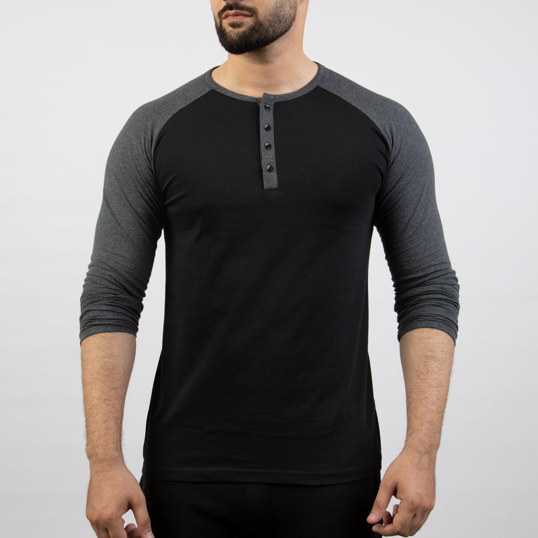 Gray Melange & Black Henley