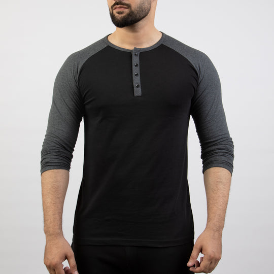 Gray Melange & Black Henley