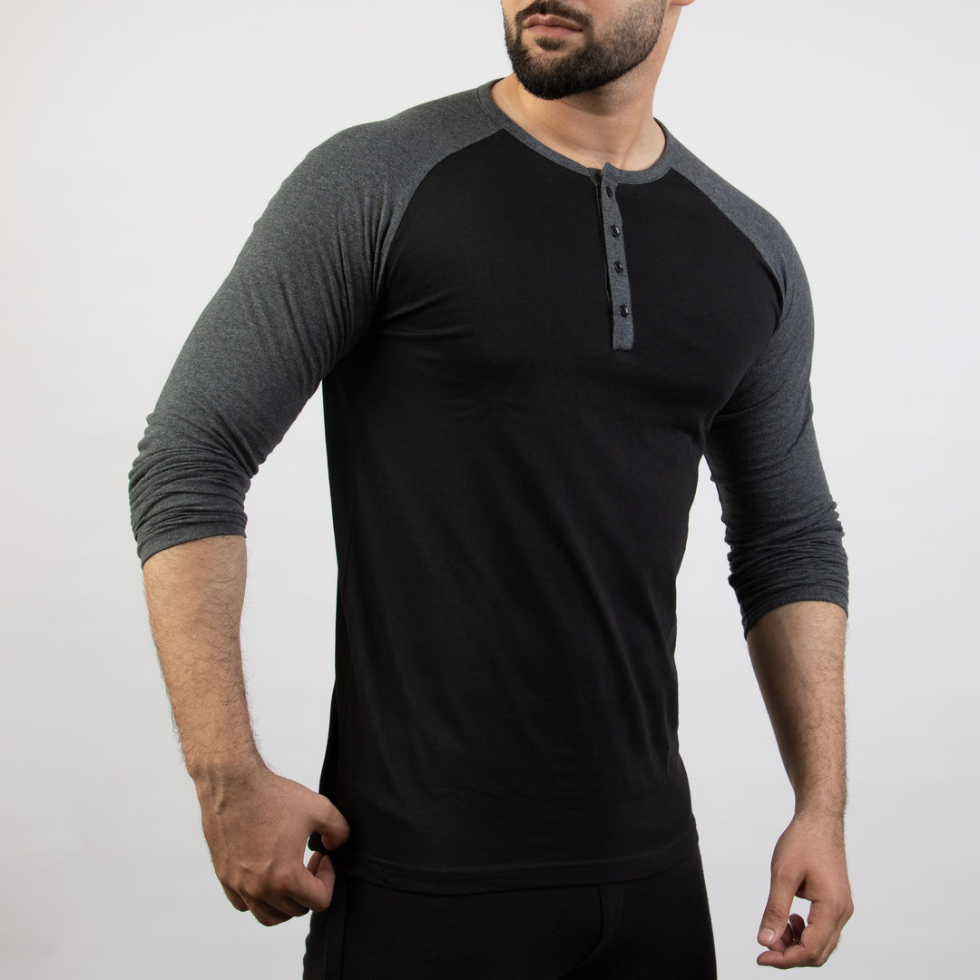 Gray Melange & Black Henley