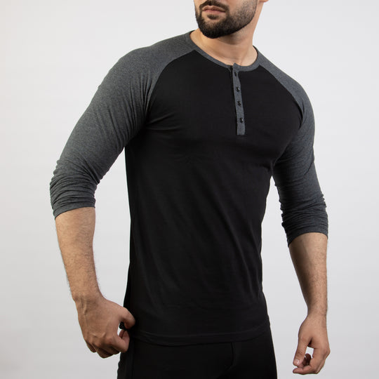 Gray Melange & Black Henley