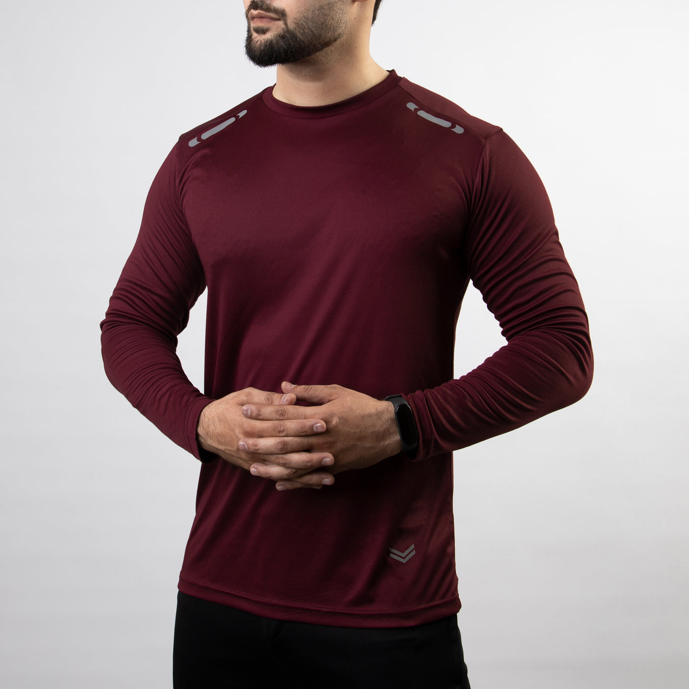 Maroon Quick Dry Full Sleeves T-Shirt with Front Reflectors