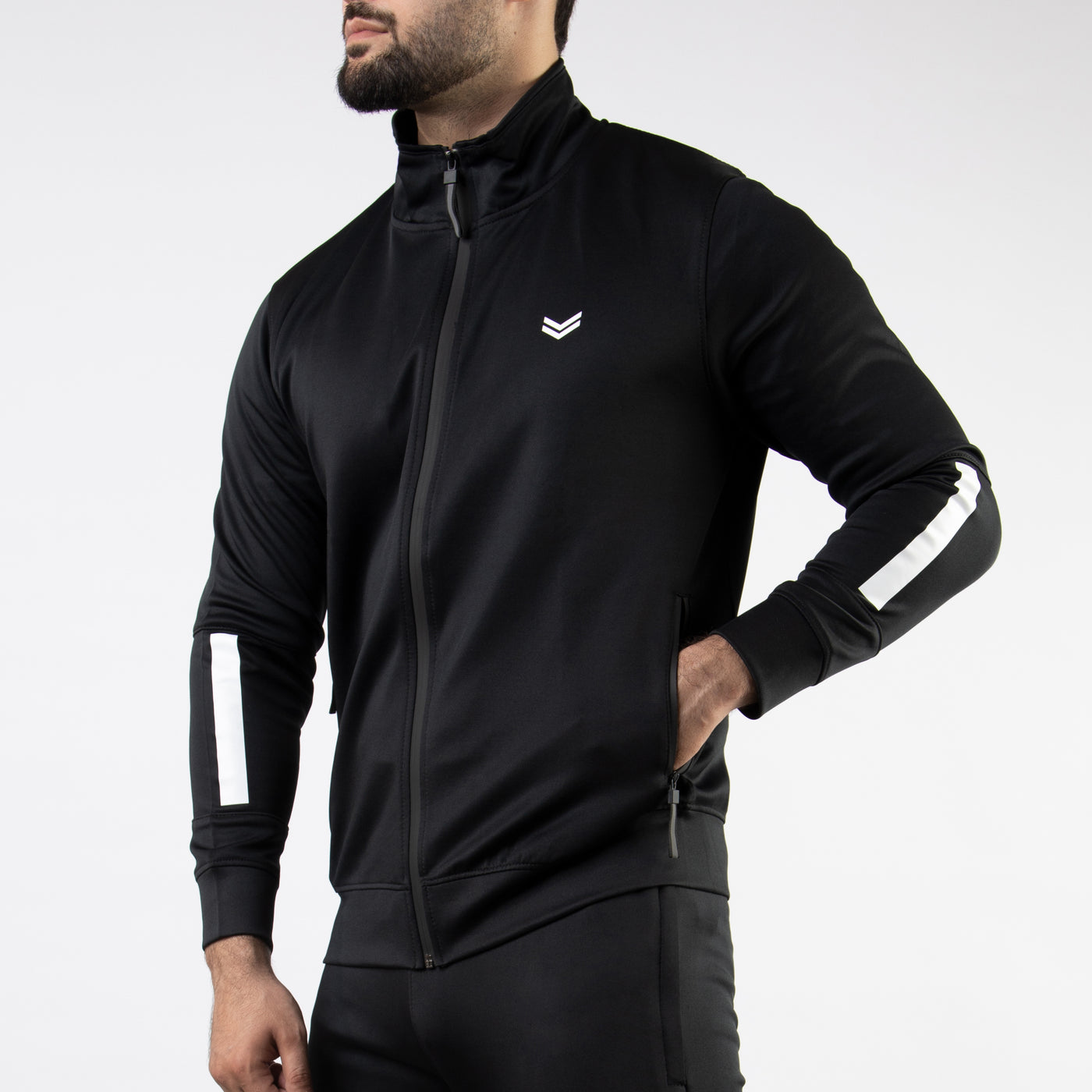 Premium Black Hyper Series Lycra Jacket with White Detailing