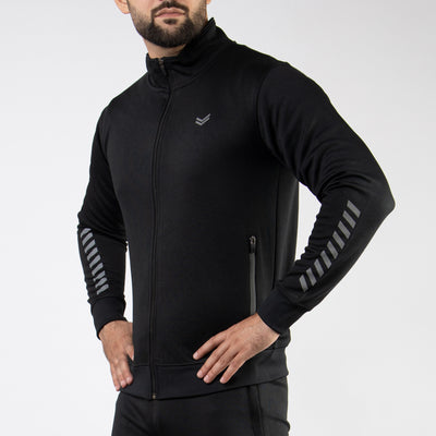 Black Quick Dry Mock-Neck Jacket with Reflectors