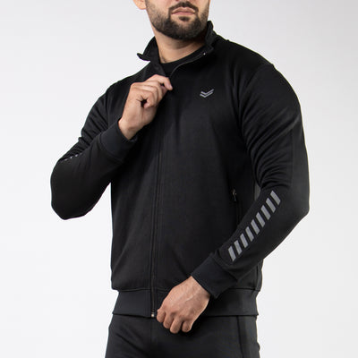 Black Quick Dry Mock-Neck Jacket with Reflectors