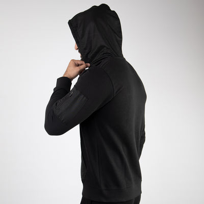 Black Terry Jacket with Micro Hoodie & Pockets