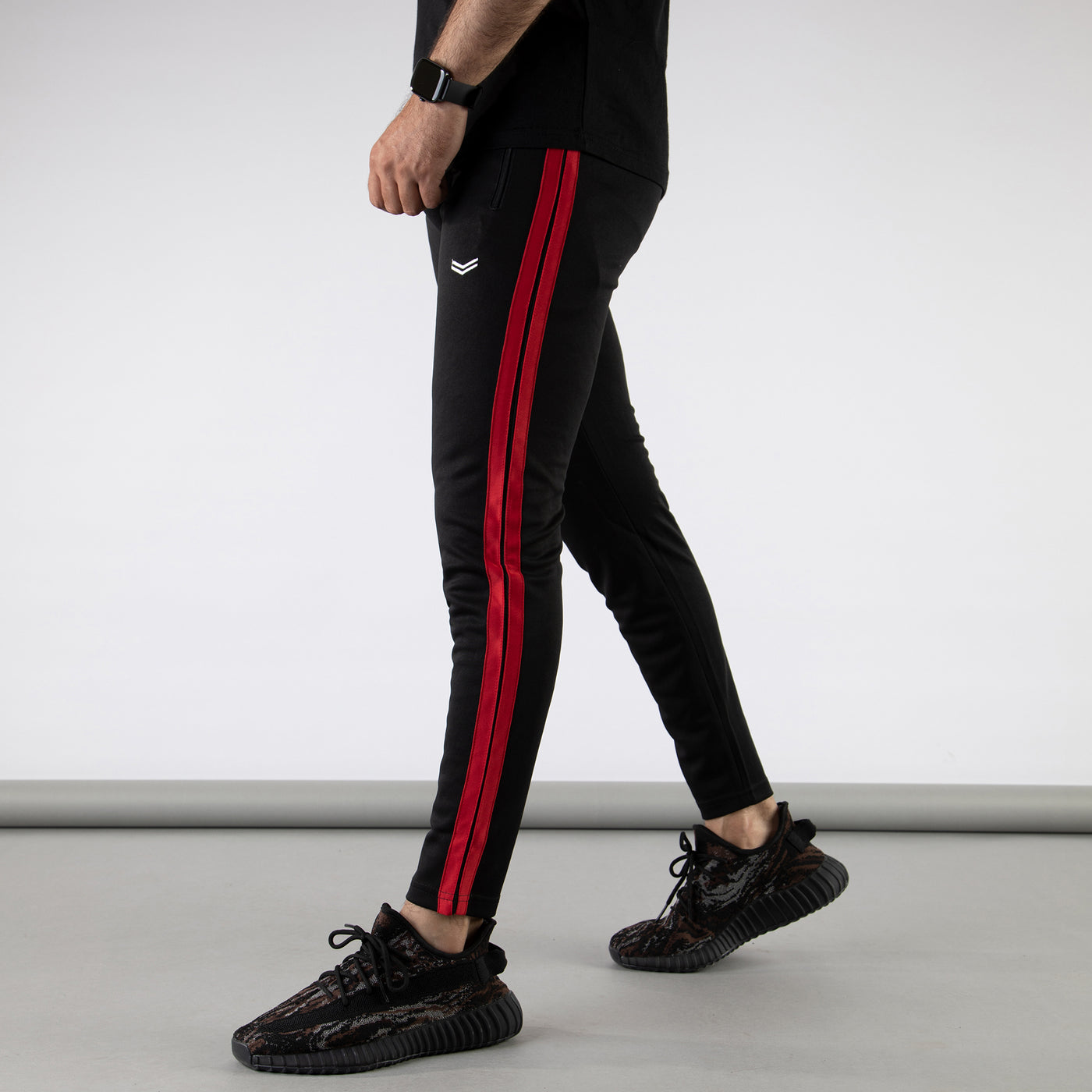 Black Quick Dry Bottoms with Two Narrow Red Stripes