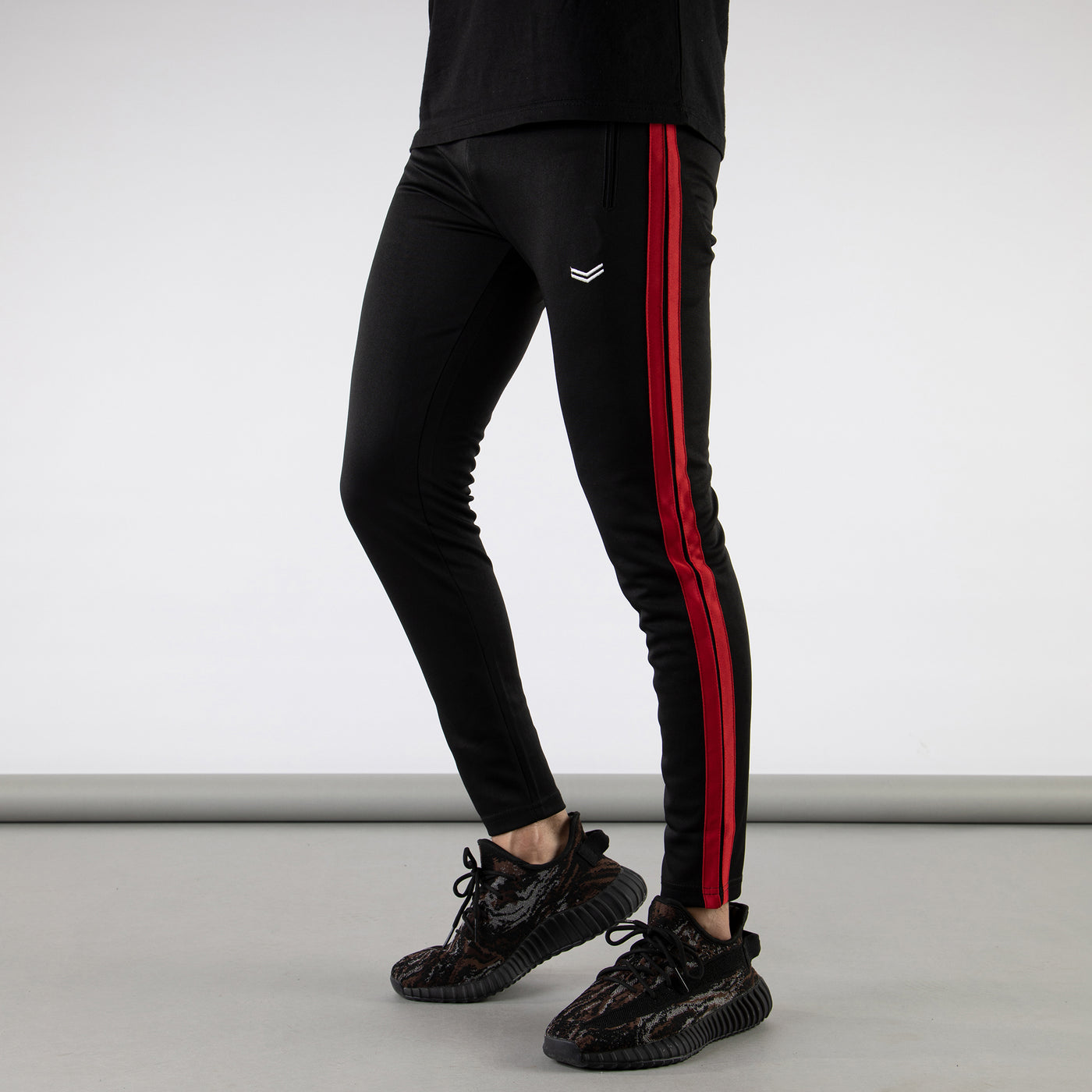 Black Quick Dry Bottoms with Two Narrow Red Stripes